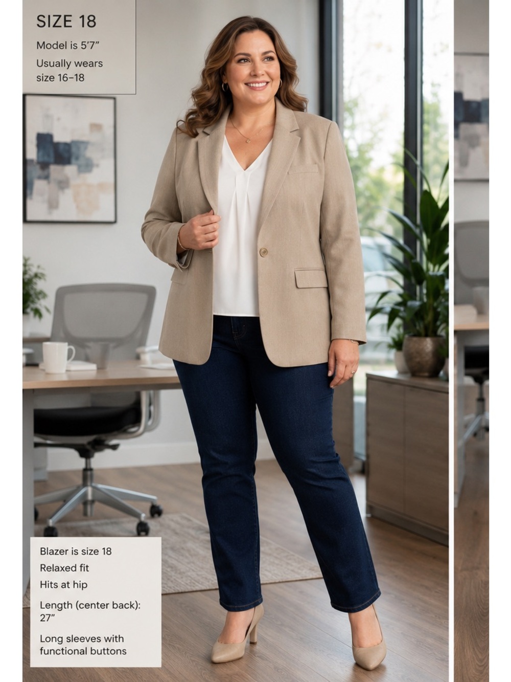 a new day Taupe Single-Button woman’s  Blazer NWOT 18 fully lined